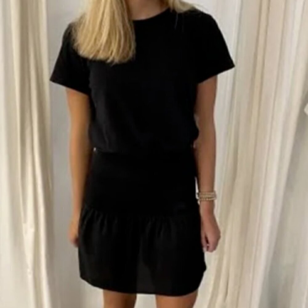 Nation LTD 100% Cotton Smocked Mini Dress Kacy Combo Black Medium - Picture 8 of 8